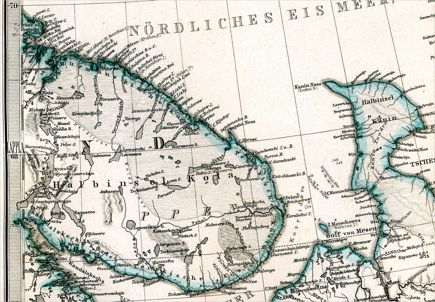 Кольский полуостров карта 19 век