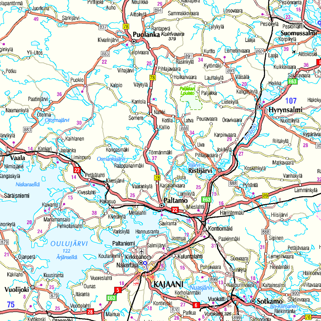 Карта автомобильных дорог финляндии