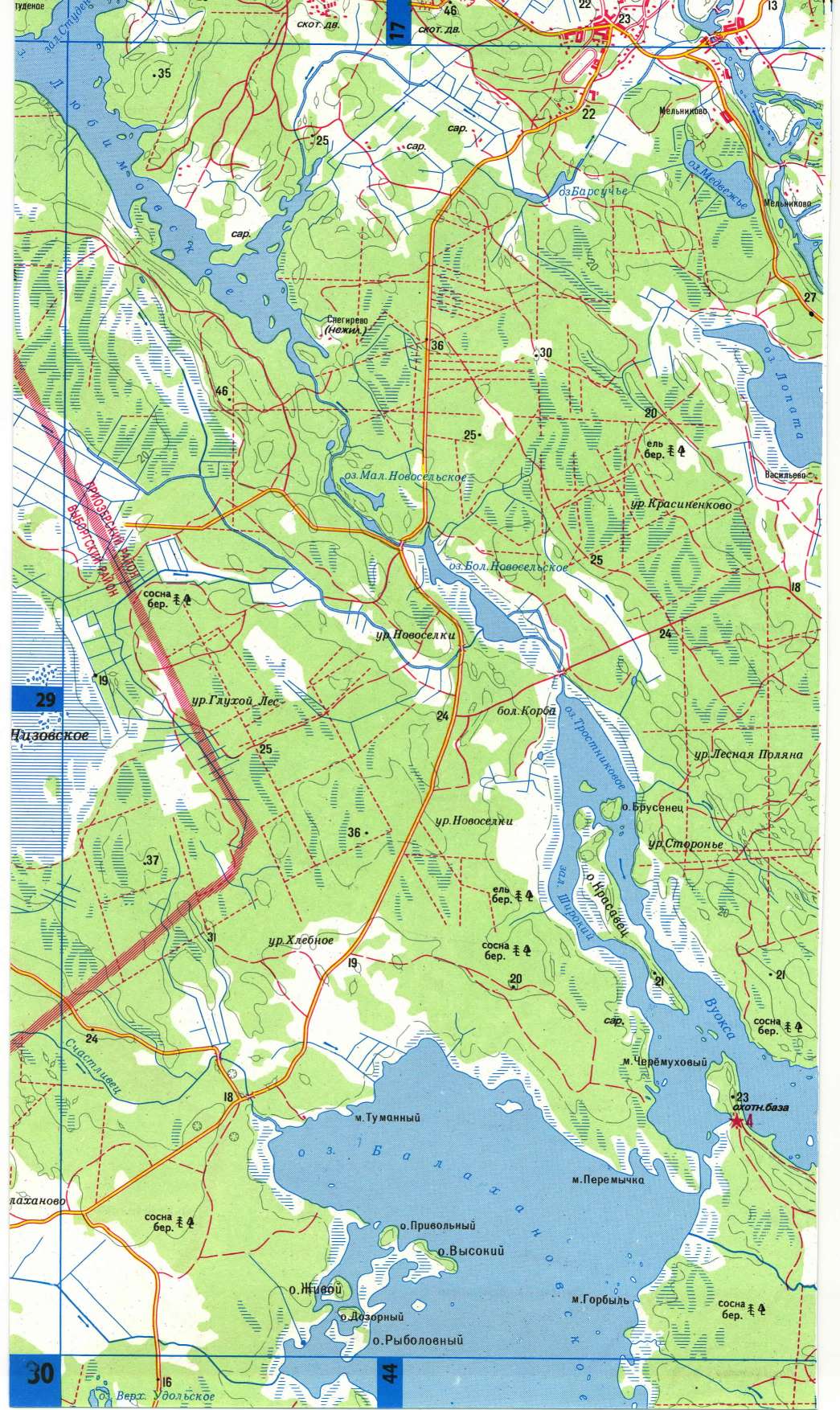 Карта карелии с городами и озерами