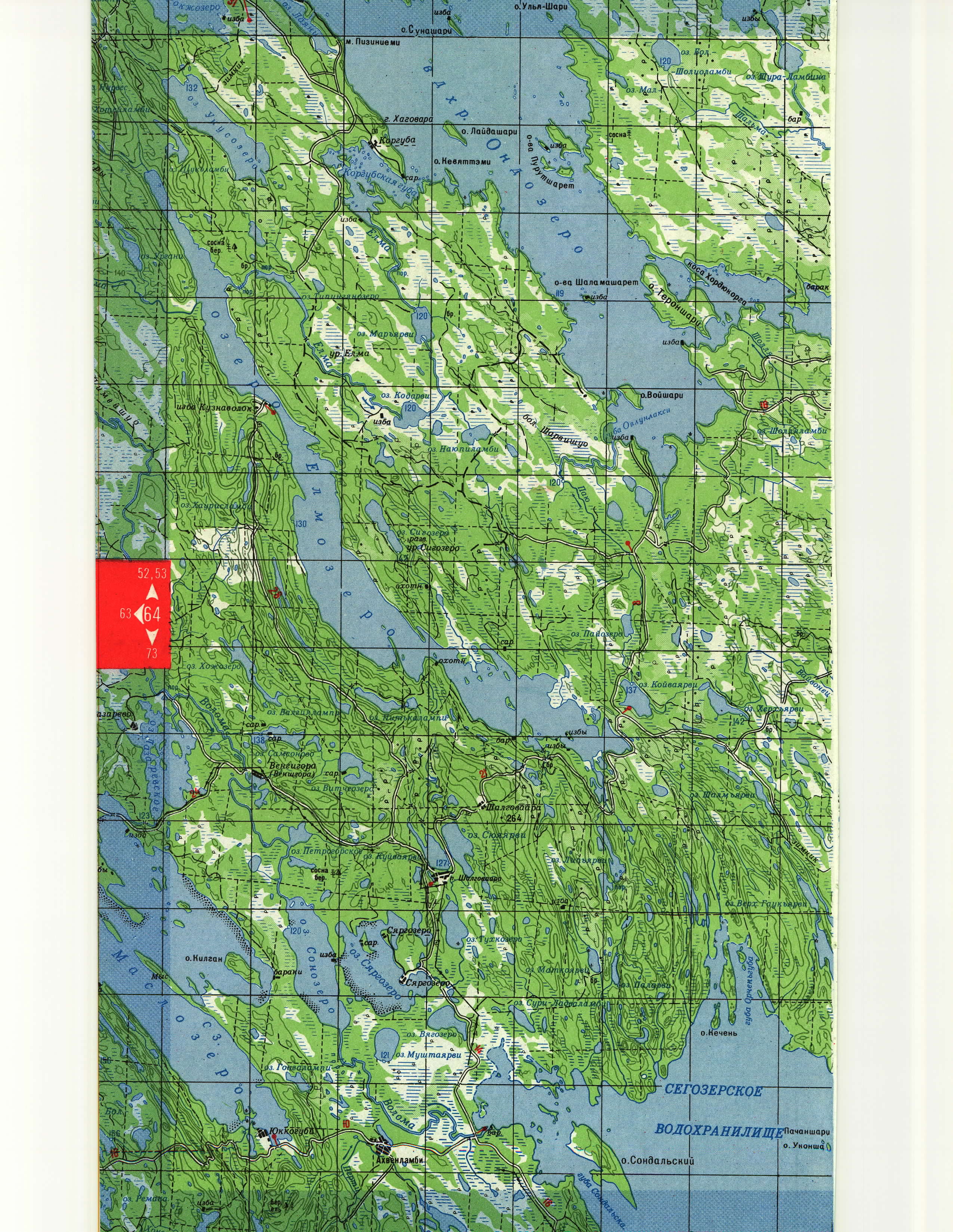 Карта Карелии с населенными